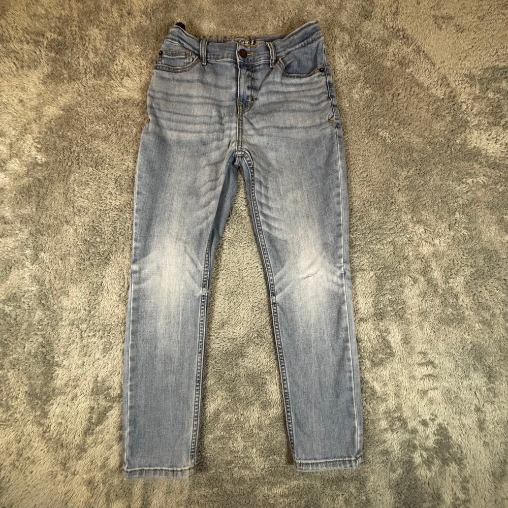 Cat & Jack Boys Skinny Stretch Jeans Light Wash Blue Denim Size 12 Adjustable